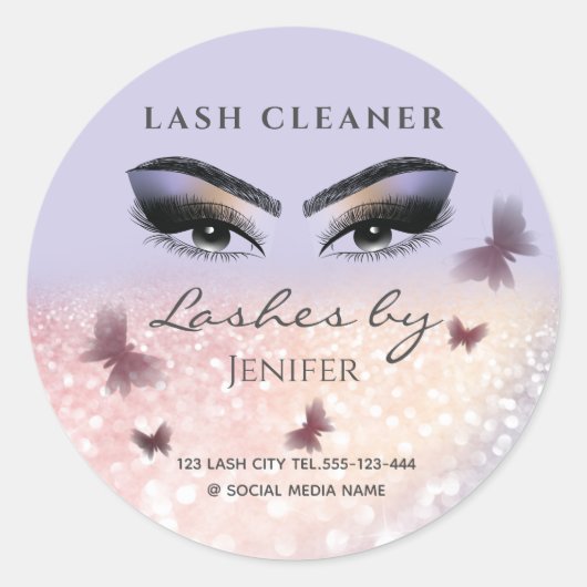 Chic glittery funkle lash extension lash reiniger runder aufkleber (Vorderseite)
