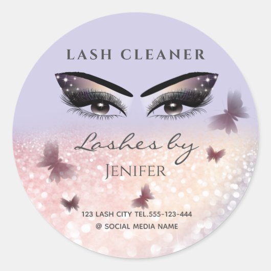 Chic glittery funkle lash extension lash reiniger runder aufkleber (Vorderseite)