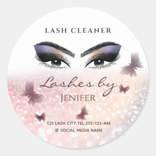 Chic glittery funkle lash extension lash reiniger runder aufkleber (Vorderseite)