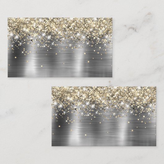 Chic Glittery Gold Silver Foil Blank Place Card Platzkarte (Vorne/Hinten)