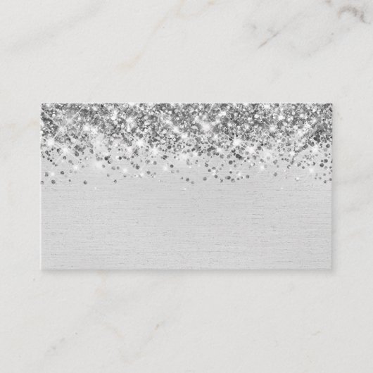 Chic Glittery light Silver Foil Blank Platzkarte (Vorderseite)