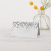 Chic Glittery light Silver Foil personalisiert Platzkarte (Vorderseite)
