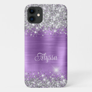 Chic Glittery Lila Amethyst Glam Name Case-Mate iPhone Hülle