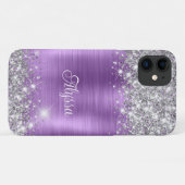 Chic Glittery Lila Amethyst Glam Name Case-Mate iPhone Hülle (Rückseite (Horizontal))