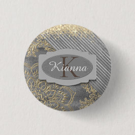 Chic Glittery Mandala Monogram Button