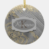Chic Glittery Mandala Monogram Keramik Ornament (Vorne)