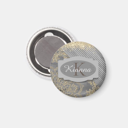 Chic Glittery Mandala Monogram Magnet (Vorderseite/Rückseite)