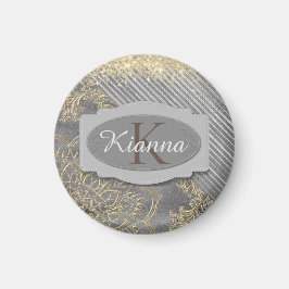 Chic Glittery Mandala Monogram Magnet