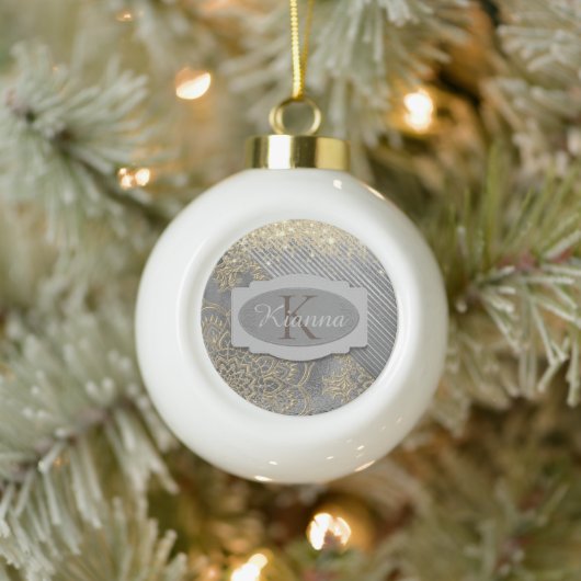 Chic Glittery Mandala Monogram Ornament (Baum)