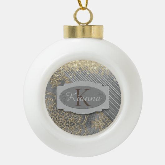 Chic Glittery Mandala Monogram Ornament (Vorderseite)