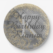 Chic Glittery Mandala Monogram Paper Teller (Vorderseite)