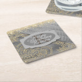 Chic Glittery Mandala Monogram Rechteckiger Pappuntersetzer (angewinkelt)