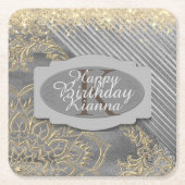 Chic Glittery Mandala Monogram Rechteckiger Pappuntersetzer (Vorderseite)