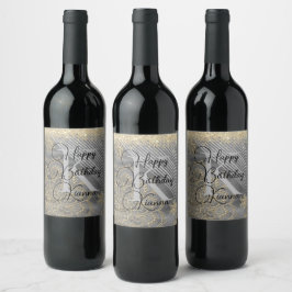 Chic Glittery Mandala Monogram Wine Label Weinetikett