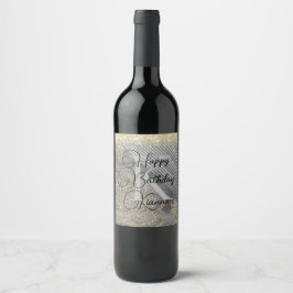 Chic Glittery Mandala Monogram Wine Label Weinetikett