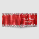 Chic Glittery Red Foil Wedding Guest Book Gästebuch (Voll)