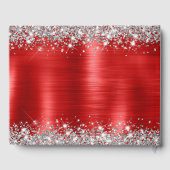 Chic Glittery Red Foil Wedding Guest Book Gästebuch (Rückseite)