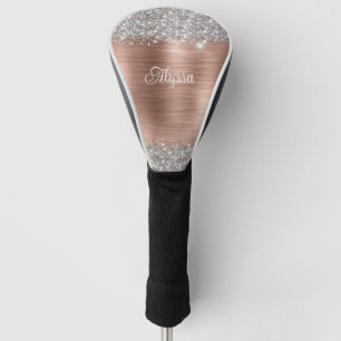Chic Glittery Rose Gold Glam Name Golf Headcover