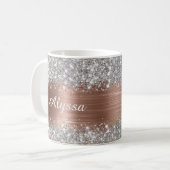 Chic Glittery Rose Gold Glam Name Kaffeetasse (Vorderseite Links)