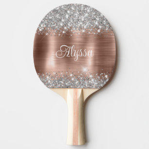 Chic Glittery Rose Gold Glam Name Tischtennis Schläger