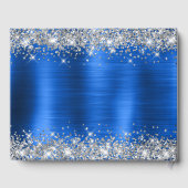 Chic Glittery Royal Blue Foil Wedding Guest Book Gästebuch (Rückseite)