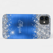 Chic Glittery Royal Blue Glam Name Case-Mate iPhone Hülle (Rückseite (Horizontal))