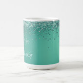 Chic Glittery Türkis Personalisiert Boss Lady Kaffeetasse (Mittel)