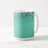 Chic Glittery Türkis Personalisiert Boss Lady Kaffeetasse (VorderseiteRechts)