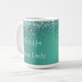 Chic Glittery Türkis Personalisiert Boss Lady Kaffeetasse (Vorderseite Links)
