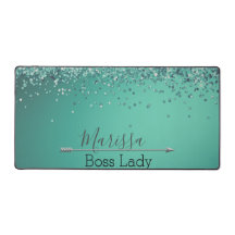 Chic Glittery Türkis Personalisiert Boss Lady