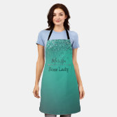 Chic Glittery Türkis Personalisiert Boss Lady Schürze (Getragen)