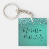 Chic Glittery Turquiose Boss Lady Schlüsselanhänger (Vorderseite)
