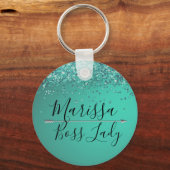 Chic Glittery Turquiose Boss Lady Schlüsselanhänger (Vorderseite)
