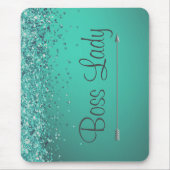 Chic Glittery Turquiose Personalisiert Boss Lady Mousepad (Vorne)