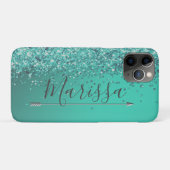 Chic Glittery Turquiose Personalisiert Case-Mate iPhone Hülle (Rückseite (Horizontal))