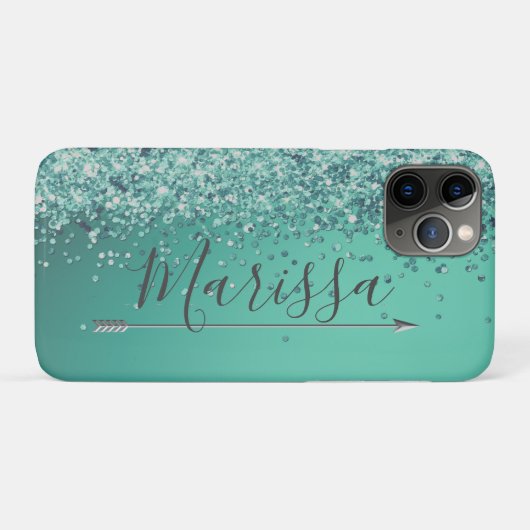 Chic Glittery Turquiose Personalisiert Case-Mate iPhone Hülle (Rückseite (Horizontal))
