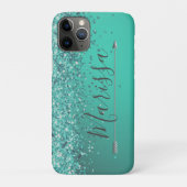 Chic Glittery Turquiose Personalisiert Case-Mate iPhone Hülle (Rückseite)