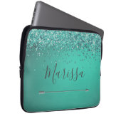 Chic Glittery Turquiose Personalisiert Laptopschutzhülle (Vorne Rechts)