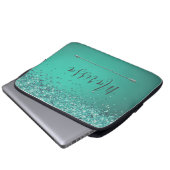 Chic Glittery Turquiose Personalisiert Laptopschutzhülle (Vorne Knopf)