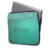 Chic Glittery Turquiose Personalisiert Laptopschutzhülle (Vorderseite Links)