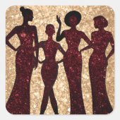 Chic glitz Modeparty Quadratischer Aufkleber (Vorderseite)