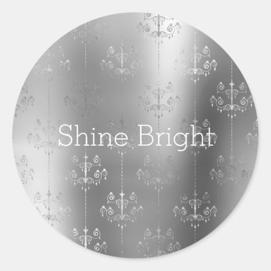 Chic Glitz Silver Glam Chandeliers Runder Aufkleber (Vorderseite)
