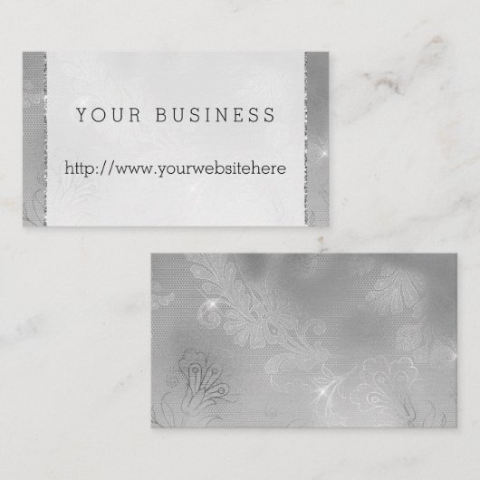 Chic Glitz Silver Lace Visitenkarte (Vorne/Hinten)