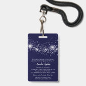 Chic Glitzer auf Navy Quinceañera Invite VIP Pass Ausweis (Rückseite mit Lanyard)