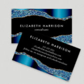 Chic Glitzer Blue Foil Black Visitenkarte