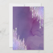 Chic Glitzer Crown Drop Violet Quinceañera Einladung (Rückseite)