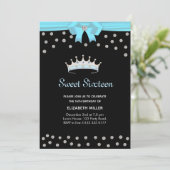 Chic Glitzer Diamond 16 . Geburtstag auf Black Einladung (Stehend Vorderseite)