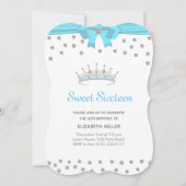 Chic Glitzer Diamond 16 . Geburtstag Einladung (Vorderseite)