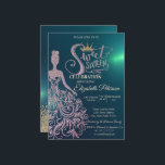 Chic Glitzer Dress, Tiara, Diamonds Green Sweet 16 Einladung<br><div class="desc">Gold Glitzer Tiara,  Kleid und Diamanten Sweet 16 Geburtstagsfeier Einladung.</div>