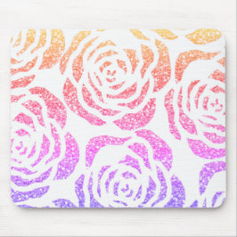 Chic-Glitzer-Effekt-buntes Rosen-Weiß Mousepad